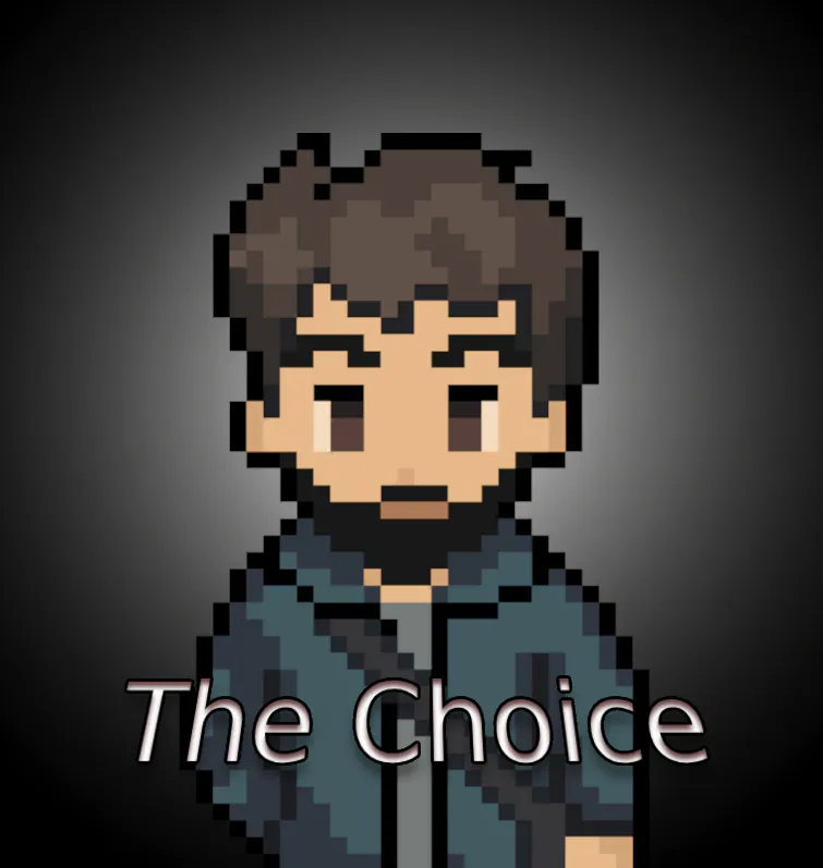 The Choice cover art showing its central pixel-art character